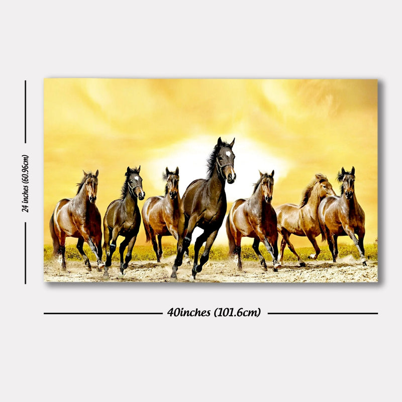 Seven Horse Running  Premium Canvas Wall Painting HEARTSLY