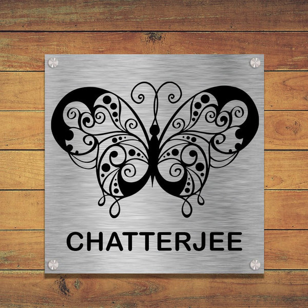 Stainless Steel Name Plates for Home Entrance ( 12 INCH x 12 INCH ) 2mm Thickness HEARTSLY