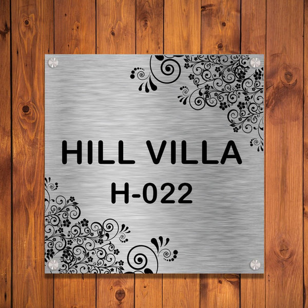 Stainless Steel Name Plates for Home Entrance ( 12 INCH x 12 INCH ) 2mm thickness HEARTSLY