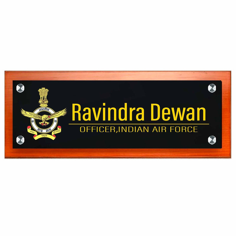 Teak Base Acrylic Name Plate for ARMY HEARTSLY