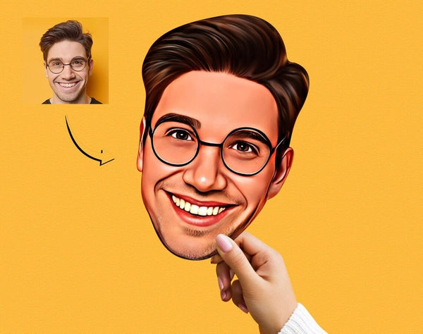 Unleash Your Inner Comic: Personalized Funny Cartoon Face Cut-Out Photo Masks HEARTSLY