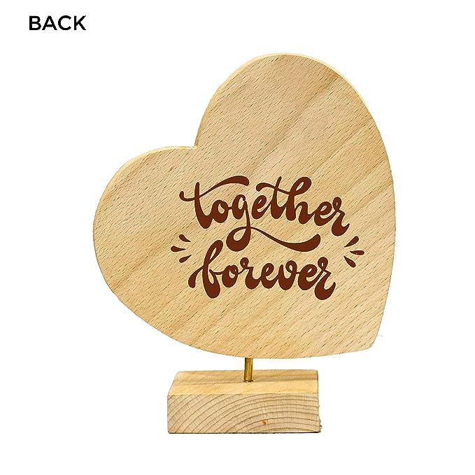 Wooden Engraved Heart Shaped Photo Rotating with Clock Size 6in X 6in , with Wooden Engraving 360 degree Rotation , Both side engraved HEARTSLY
