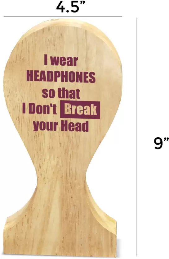 Wooden Headphone Stand, quirky quotes Design/Headphone Holder for Gamer Headphone Stand HEARTSLY