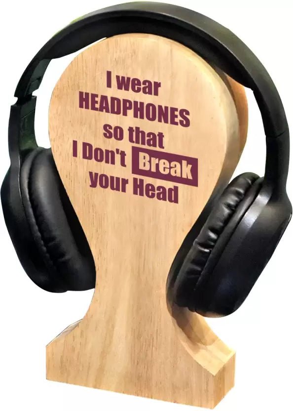 Wooden Headphone Stand, quirky quotes Design/Headphone Holder for Gamer Headphone Stand HEARTSLY