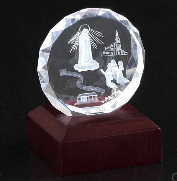 A Personalized Round Shape 3D Crystal Photo Gift for Your Birthday Anniversary 90 x 85 x 27/15 mm With LED Base - HEARTSLY
