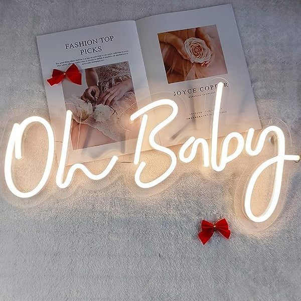Add a fun touch with the "Oh Baby" Neon Sign. - HEARTSLY