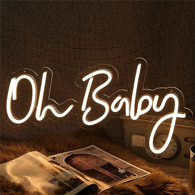 Add a fun touch with the "Oh Baby" Neon Sign. - HEARTSLY