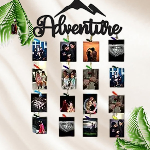 " ADVENTURE " wooden hanging frame with LED