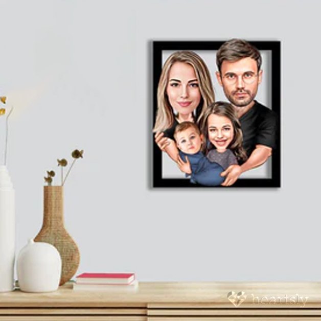 "Charming Acrylic Family Love Caricature"