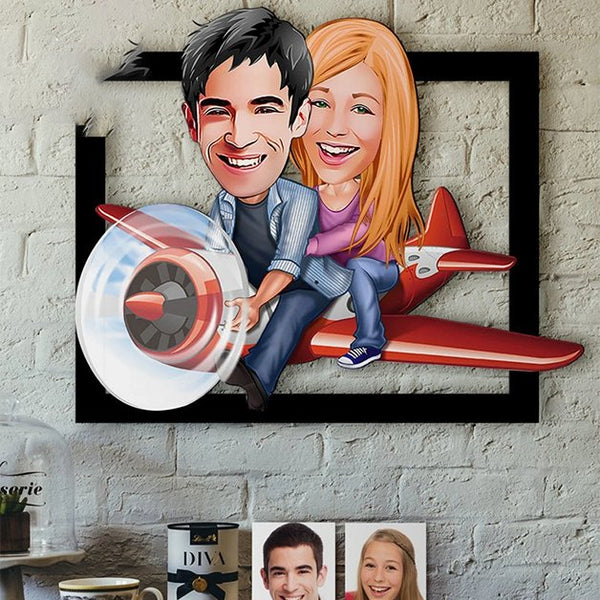 "Charming Couple's Caricature on Acrylic"
