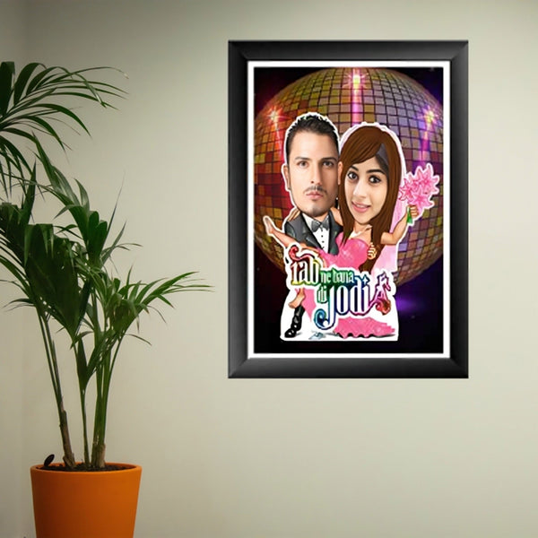 "Charming Framed Caricature for Sweethearts" Glossy Resin laminated Panel