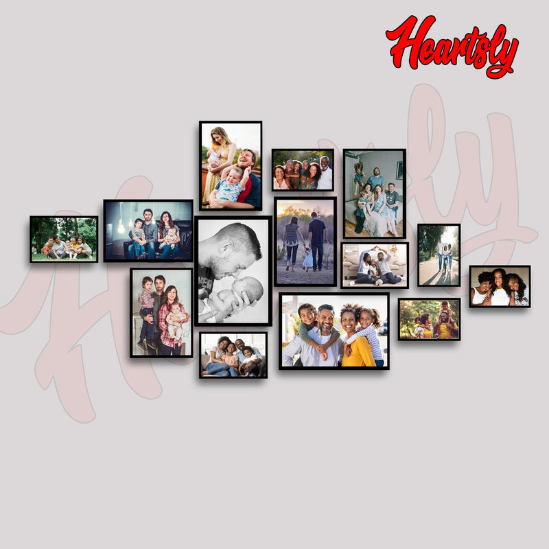 Classic Photo Frame Wall Hanging Set of Fifteen || 4" W x 6" H (8 Panel) | 5" W x 7" H (5 Panel) | 6" W x 8" H (2 Panel)