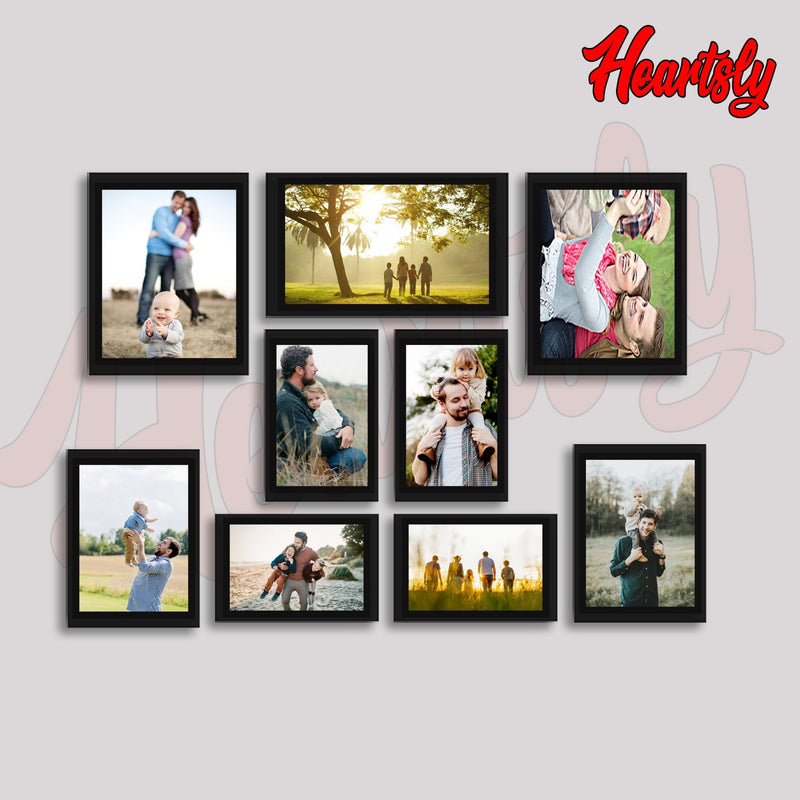 Classic Photo Frame Wall Hanging Set of Nine || 4" W x 6" H (4 Panel) | 6" W x 8" H (2 Panel) | 8" W x 10" H (2 Panel) | 6" W x 10" H (1 Panel)