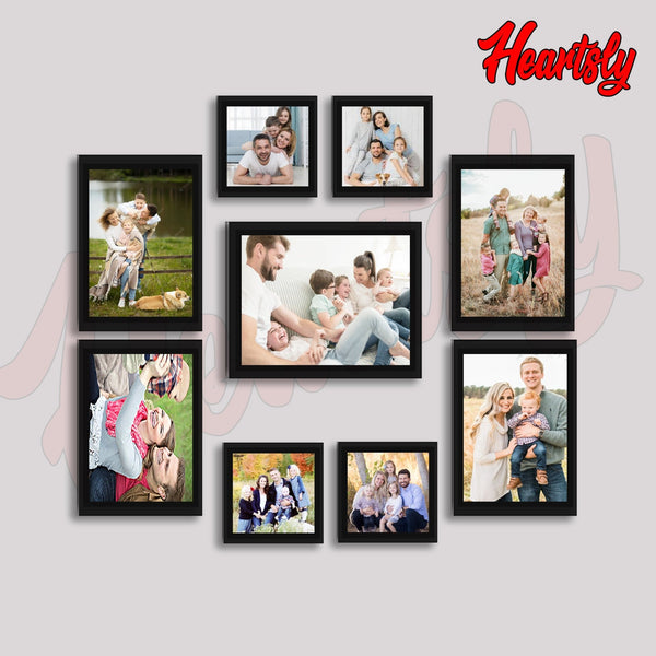 Classic Photo Frame Wall Hanging Set of Nine || 5"W x 5"H (4 Panel) | 5"W x 7"H (4 Panel) | 8"W x 10"H (1 Panel)
