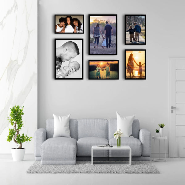 Classic Photo Frame Wall Hanging Set of SIX || 8" W x 10" H (4 Panel) | 10" W x 12" H (2 Panel)