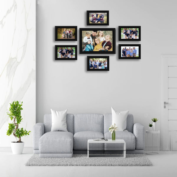 Collage Photo Frame Wall Hanging Set of Seven || 6"W x 4"H (6 Panel) | 7"W x 5"H (1 Panel)