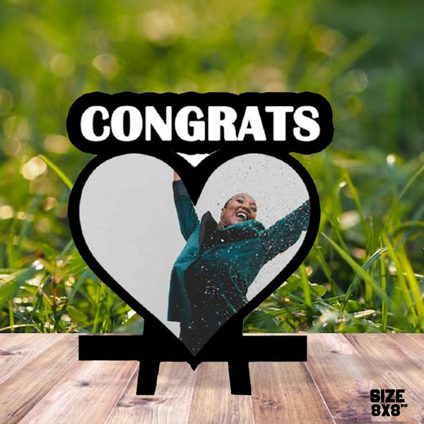Custom "Congrats" table top Wooden Frame (Size 8*8 Inch) - HEARTSLY