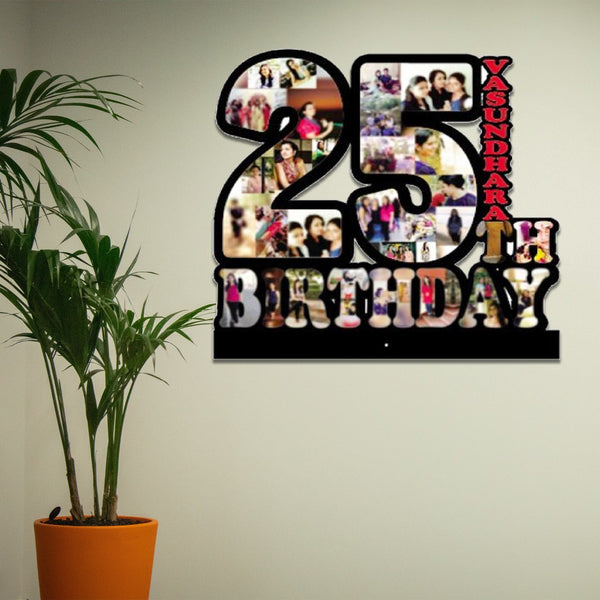 Custom Design " 25th Birthday " Wall Hanging wooden frame Size 12*18 Inch - HEARTSLY