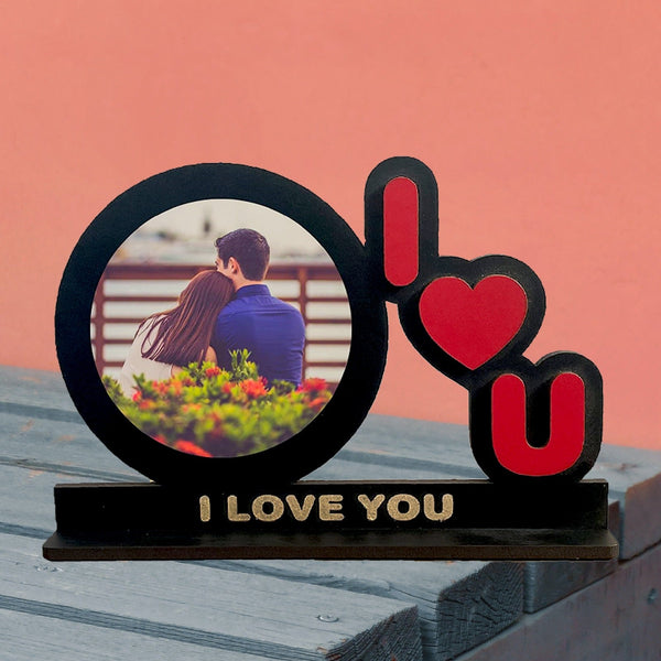 Custom Design " I Love U " Table Top wooden frame Size 8*12 Inch - HEARTSLY