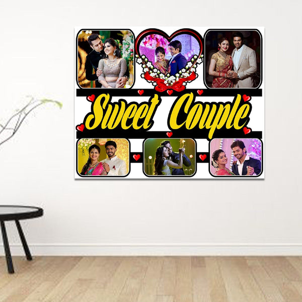Custom Design " Sweet Couple " wall hanging wooden frame Size 14*14 Inch - HEARTSLY