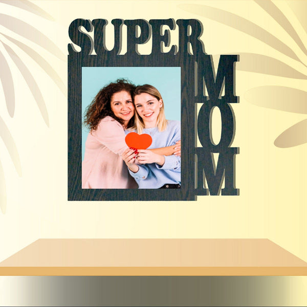 Custom " Super MOM " Wall Hanging wooden frame Size 14*16 Inch - HEARTSLY