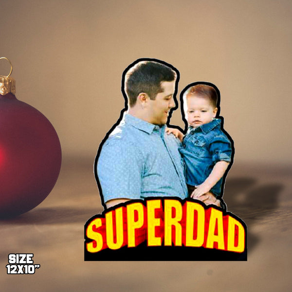 Custom " SUPERDAD " Table Top wooden frame Size 12*10 Inch - HEARTSLY