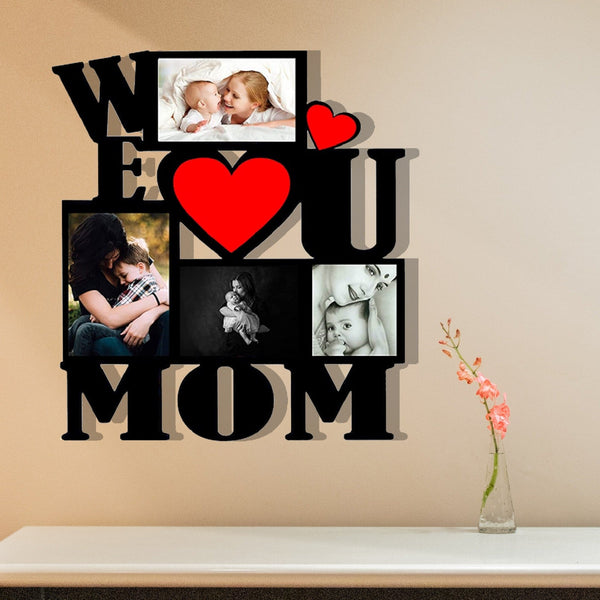 Custom "We love u MOM " Wall Hanging wooden frame Size 12*18 Inch - HEARTSLY