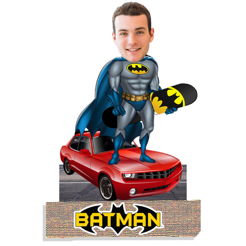 Customized "BATMAN" Caricature Cutout with Wooden Base - HEARTSLY