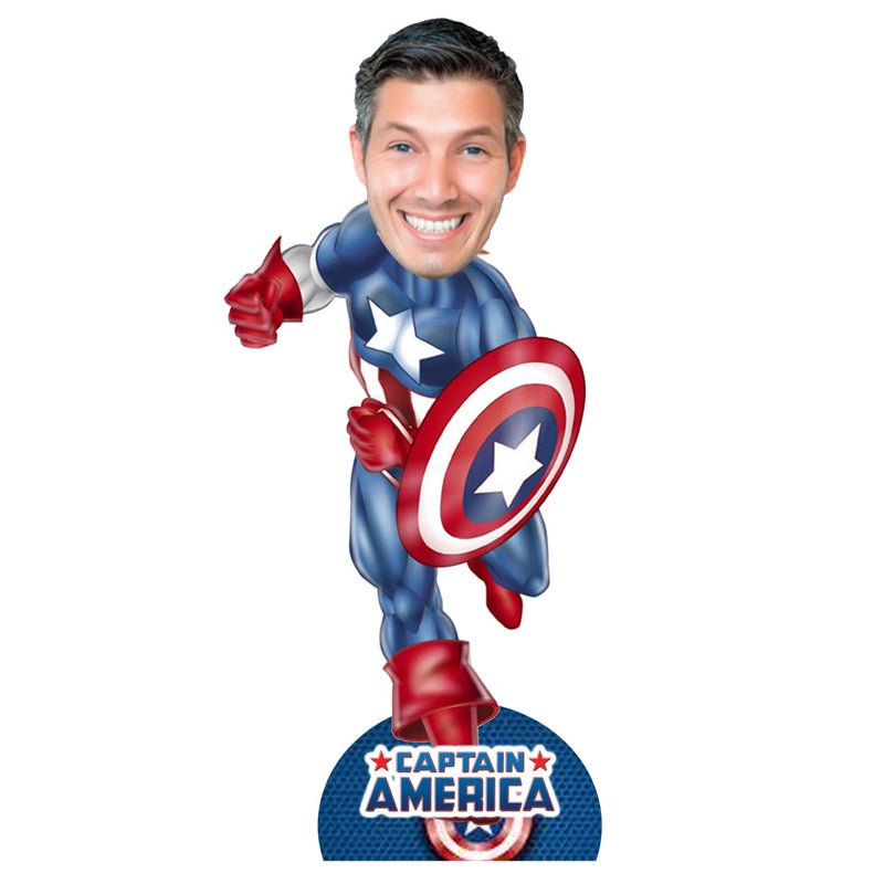 Customized " Captain America" Caricature Cutout with Wooden Base - HEARTSLY
