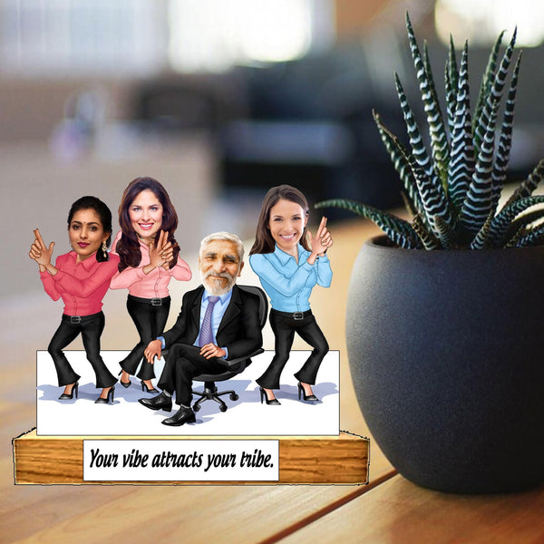 Customized "CORPORATE TEAM" Group Caricature Cutout with Wooden Base - HEARTSLY