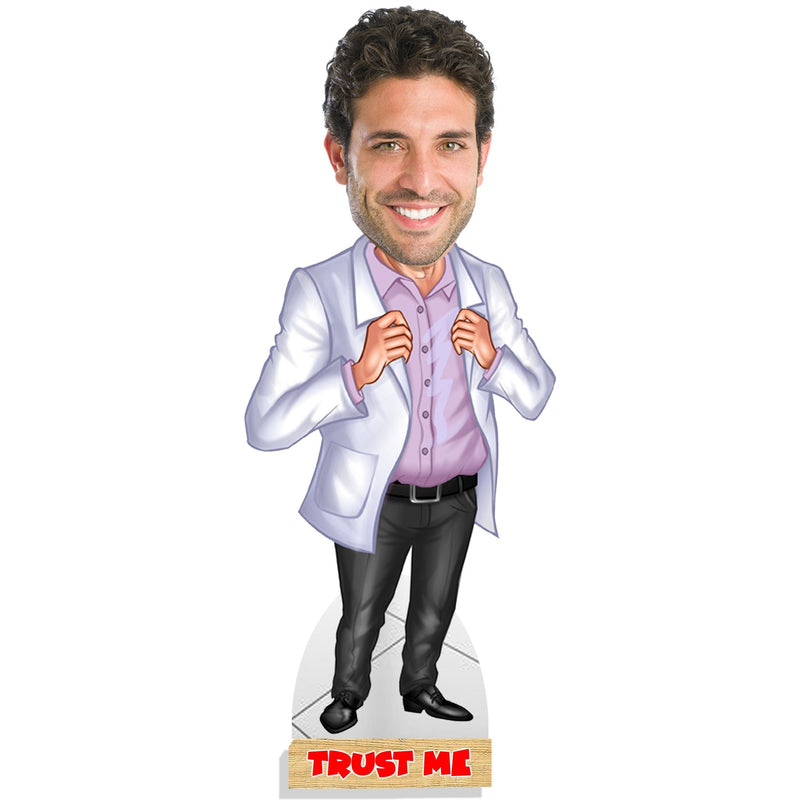 Customized " DOCTOR " Caricature Cutout with Wooden Base - HEARTSLY