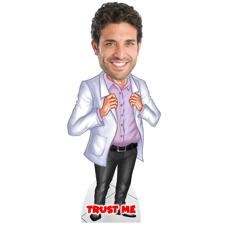 Customized " DOCTOR " Caricature Cutout with Wooden Base - HEARTSLY