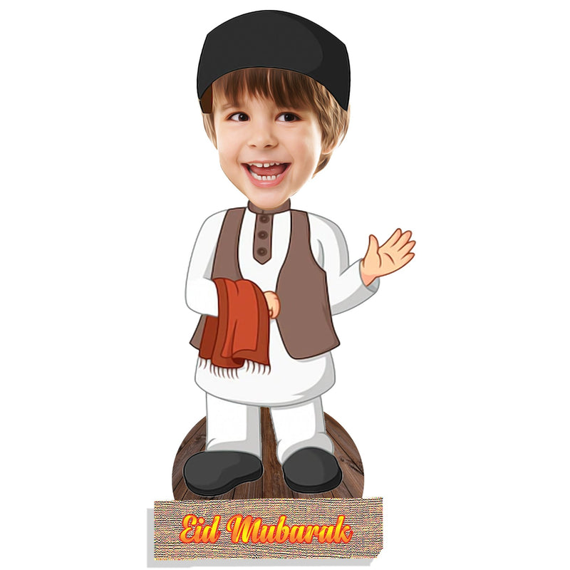 Customized "EID Festival" Caricature Cutout with Wooden Base - HEARTSLY