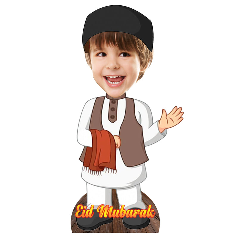 Customized "EID Festival" Caricature Cutout with Wooden Base - HEARTSLY