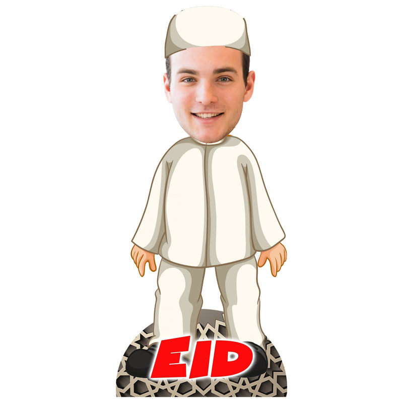 Customized "FESTIVAL EID" Caricature Cutout with Wooden Base - HEARTSLY