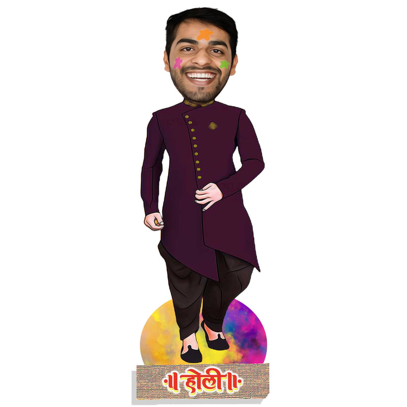 Customized "FESTIVAL HOLI" wooden Cutout with Wooden Base - HEARTSLY