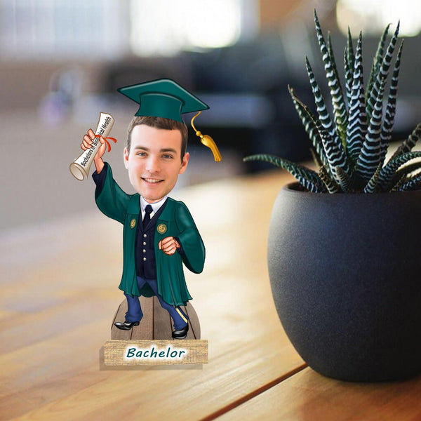 Customized "GRADUATION DAY " Caricature Cutout with Wooden Base - HEARTSLY