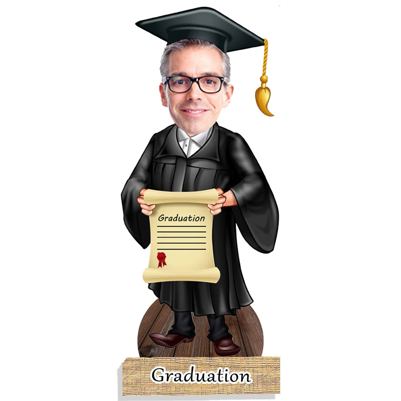 Customized "GRADUATION DAY MALE" Caricature Cutout with Wooden Base - HEARTSLY