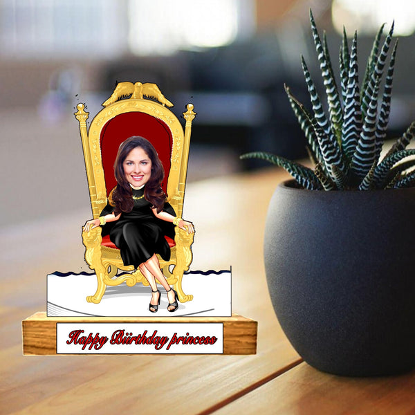 Customized " HAPPY BIRTHDAY " Caricature Cutout with Wooden Base - HEARTSLY