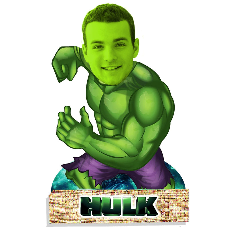 Customized "Hulk " Caricature Cutout with Wooden Base - HEARTSLY