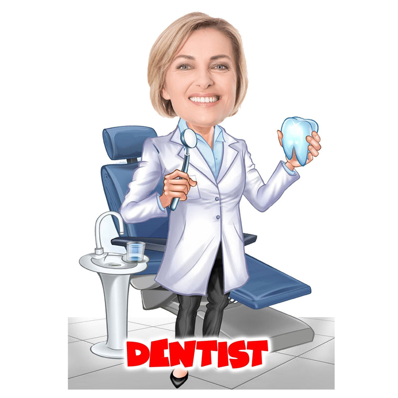 Customized" LADY DOCTOR - Dentist " wooden Cutout with Wooden Base - HEARTSLY
