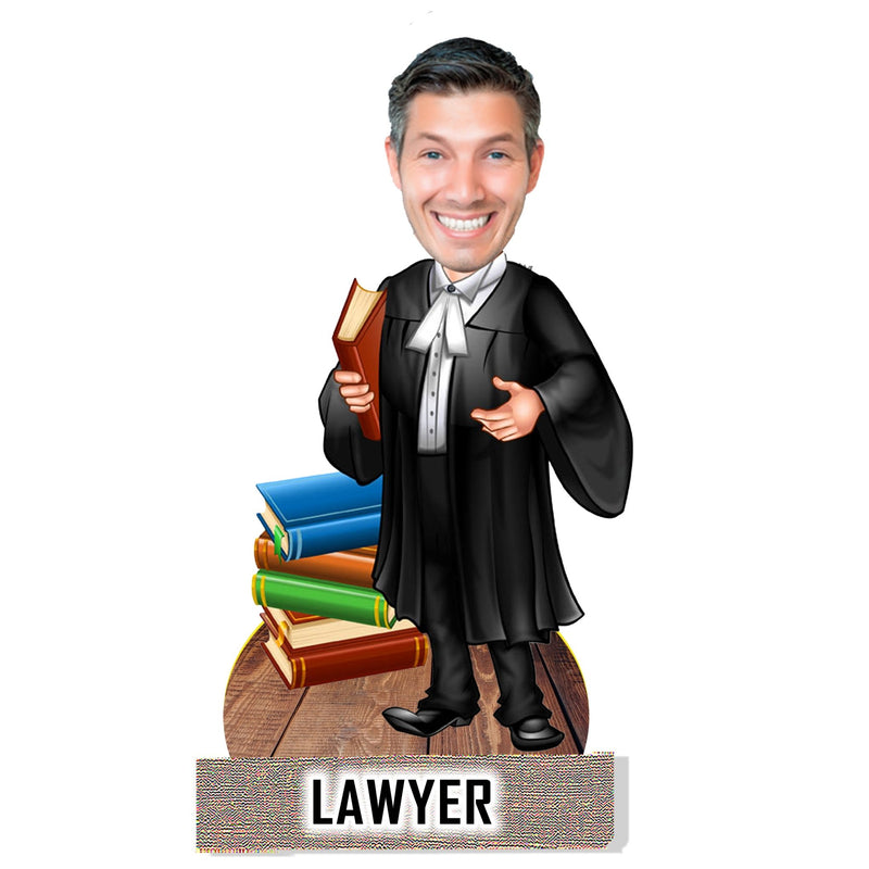 Customized " LAWYER " Caricature Cutout with Wooden Base - HEARTSLY