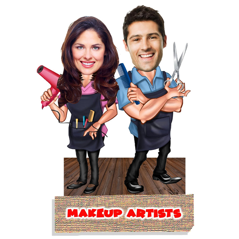 Customized "Makeup Artist " wooden Cutout with Wooden Base - HEARTSLY