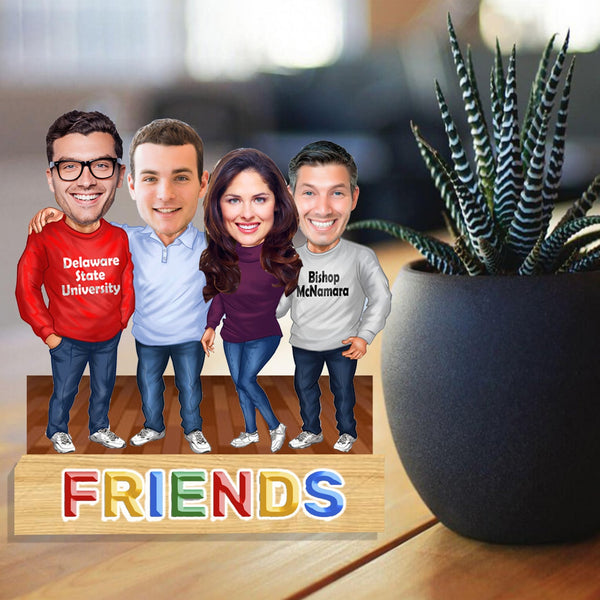 Customized " Office Friends" Caricature Cutout with Wooden Base - HEARTSLY