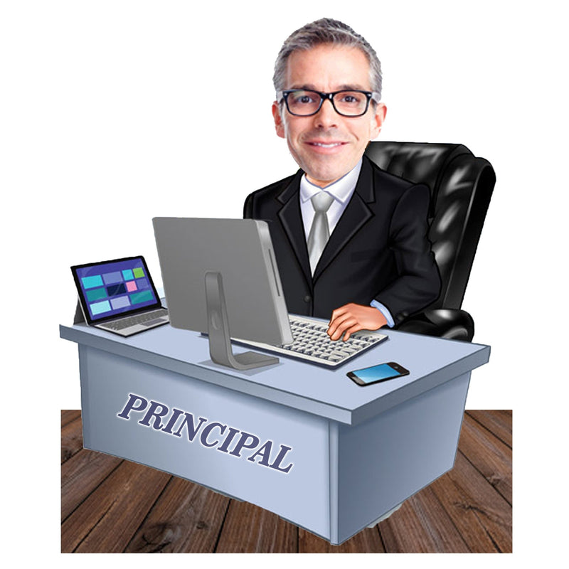 Customized "Principal Caricature " Cutout with Wooden Base - HEARTSLY