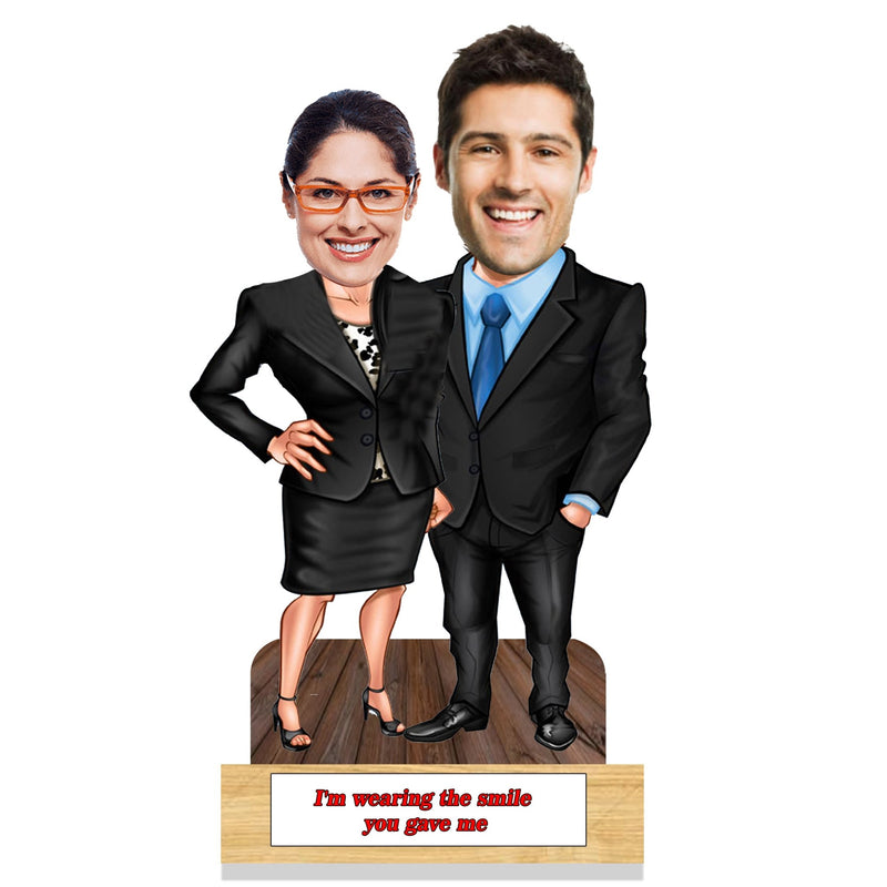Customized "PROFESSIONAL COUPLE" wooden Cutout with Wooden Base - HEARTSLY