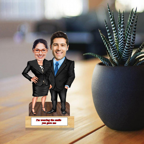Customized "PROFESSIONAL COUPLE" wooden Cutout with Wooden Base - HEARTSLY