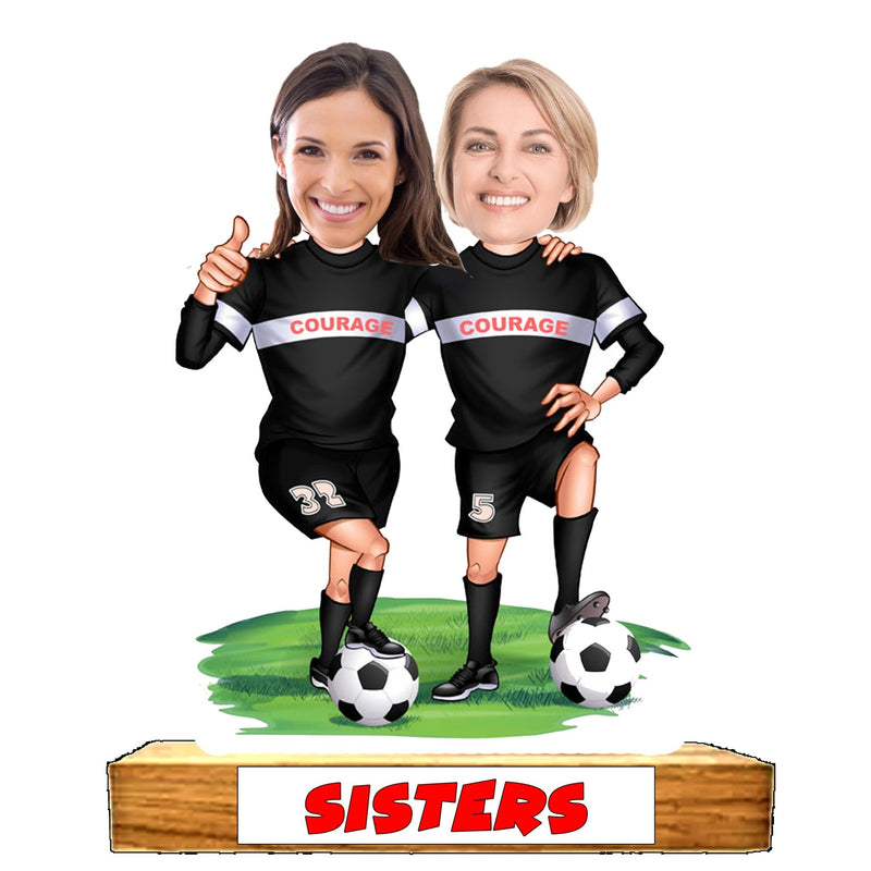 Customized " SISTERS " Caricature Cutout with Wooden Base - HEARTSLY
