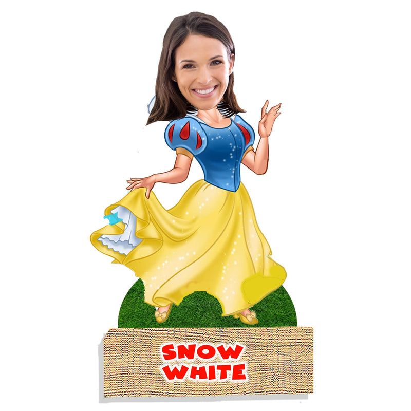 Customized " SNOW WHITE " Caricature Cutout with Wooden Base - HEARTSLY