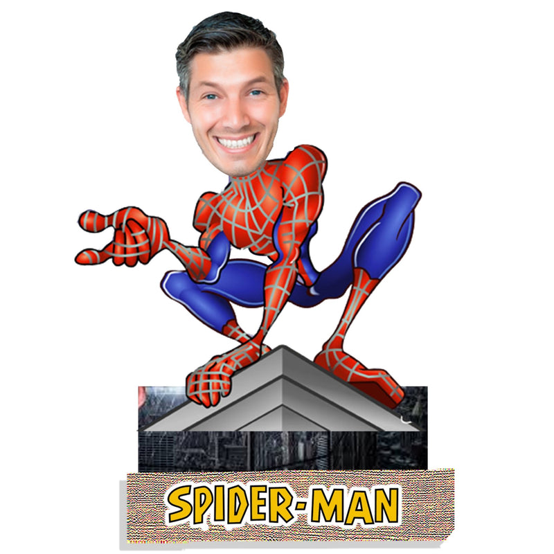 Customized " SPIDERMAN " Caricature Cutout with Wooden Base - HEARTSLY